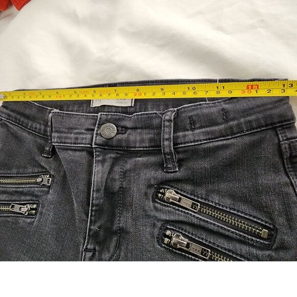Madewell Skinny Skinny Jeans Dark Wash Sz 27 Biker Moto Zipper Bold Punk Baddie - Picture 9 of 13
